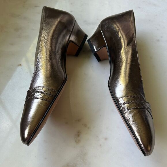 New Amalfi Dine Women's Metallic Leather gold Bronze Flats 7.5 AA narrow - Picture 4 of 8